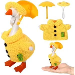 Desk Goose Raincoat Set（not include goose）, Desk Porch Goose Outfit with Hat and Umbrella, Magnetic Goose Statue Decor for Spring Display, Goose Birthday Outfit Collection