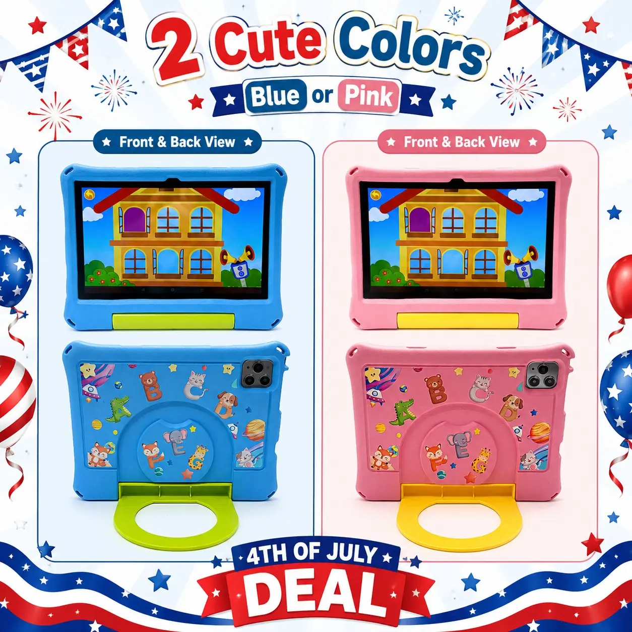 10.1 Inch Android Tablet for Kids Ages 3-12, Home Use, Movies, Internet, Wireless Connection, Games, Music, Educational Apps, Holiday Gift