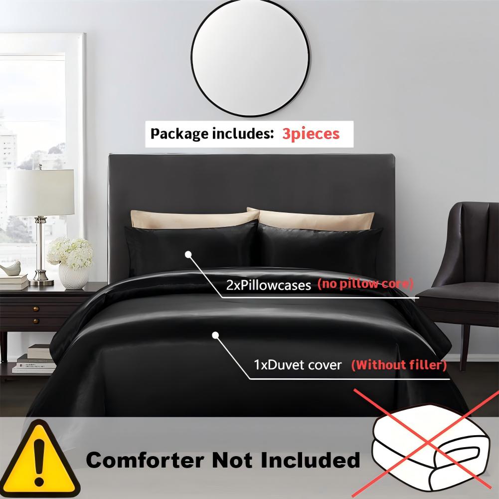 Solid Color Soft Satin Bedding Set, Including 1 Count Duvet Cover & 1/2 Counts Pillowcase without Filler, Soft Comfortable Bedding Set for Home Bedroom