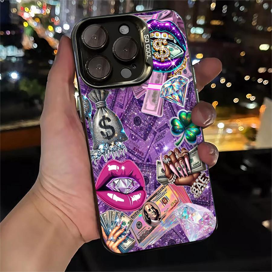 Luxury diamond banknote pattern phone case, drop-resistant hard case, stylish and personalized, can be given as a gift to friends, suitable for iPhone 17/16/15/14/13/12/11/X/XS/XSMAX/XR/7P/8P/16E/17E