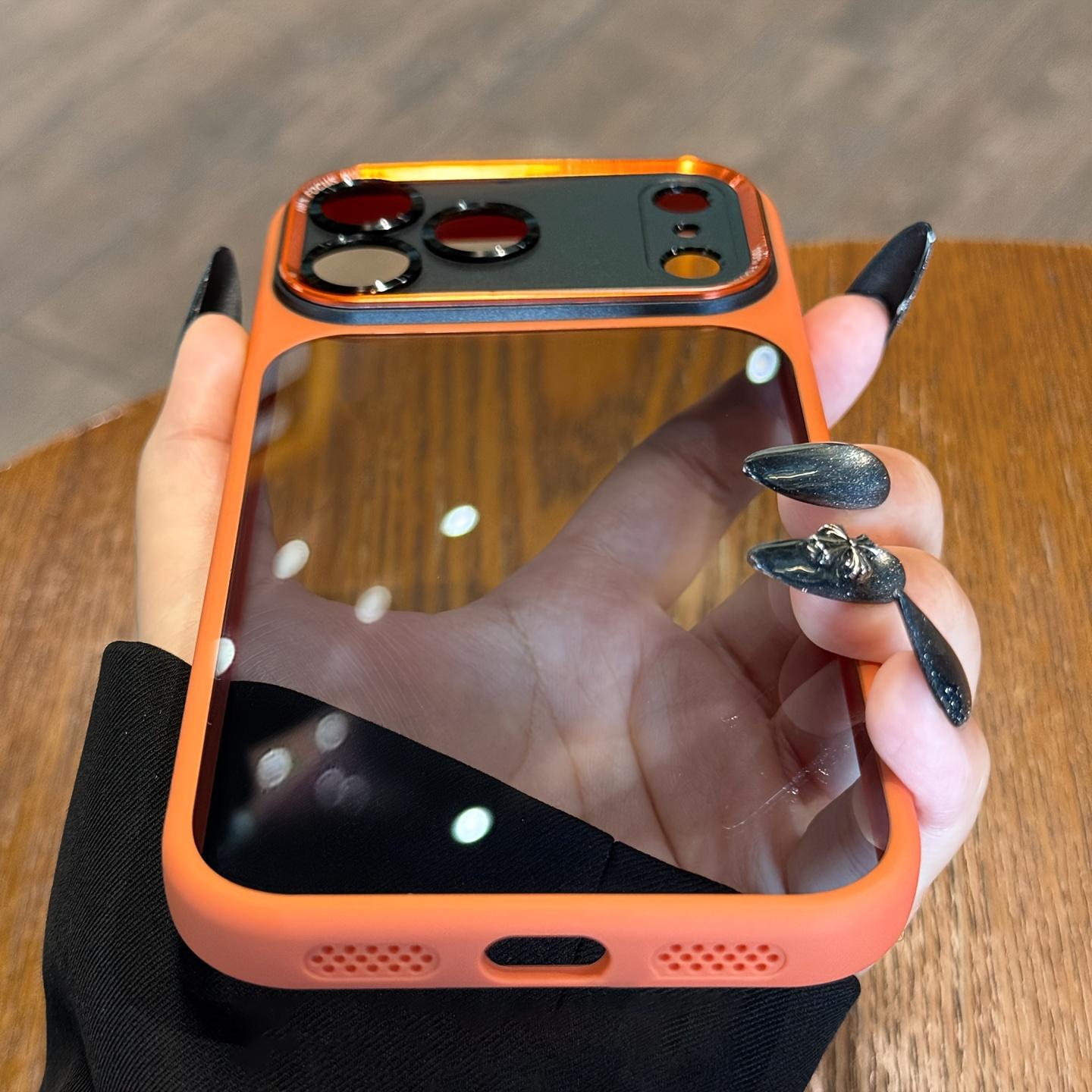 Luxury High-quality Translucent Metal Lens Frame Protective Case for iPhone 17 Pro Max ,17 Air ,17 Pro,17,16,16Pro,16 ProMax,15,15Pro,15 ProMax, 14 14Pro Max Simple and Stylish Case for Men Women Acrylic Hard Case,Minimalist Design, Premium Construction