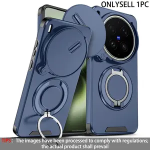 Magnetic phone case with 360° rotatable kickstand for vivo V40 Lite, V40 Pro, V50 Lite, V60 Lite, V70 FE, Y200, Y31, Y05, Y11D, Y500i, X300 Pro, X300 Ultra; features sliding camera cover, stylish design, shockproof and durable protection.