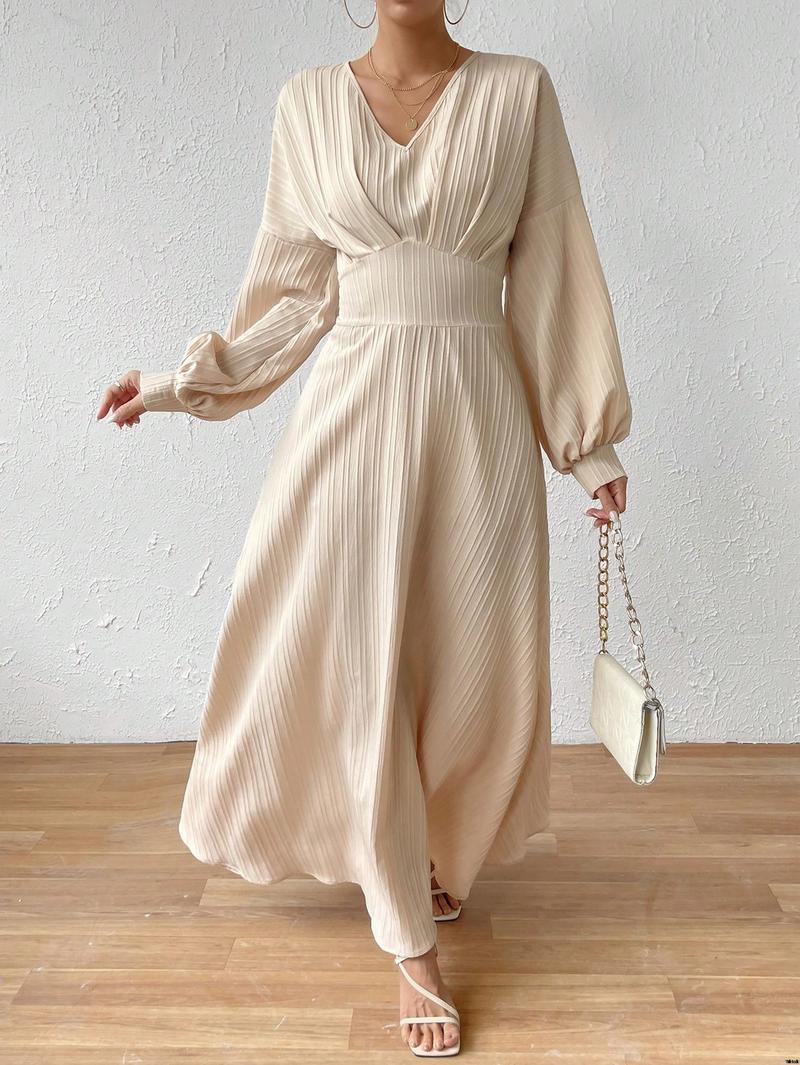 Dress A-Sleeve Lantern Solid Color a é Raffin SHEIN