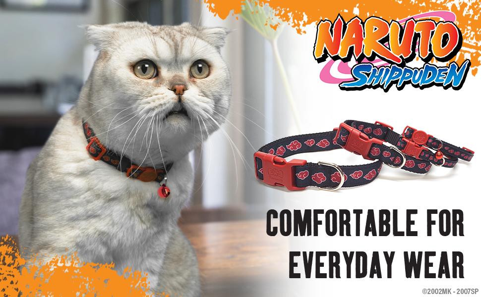 Naruto Akatsuki Cat Collars for Girl Cats, Boy Cats, Small Kitten Collar with Bell (Removable) | Officially Licensed Naruto Akatsuki Cloak Inspired Breakaway Cat Collars for Akatsuki Costume Itachi