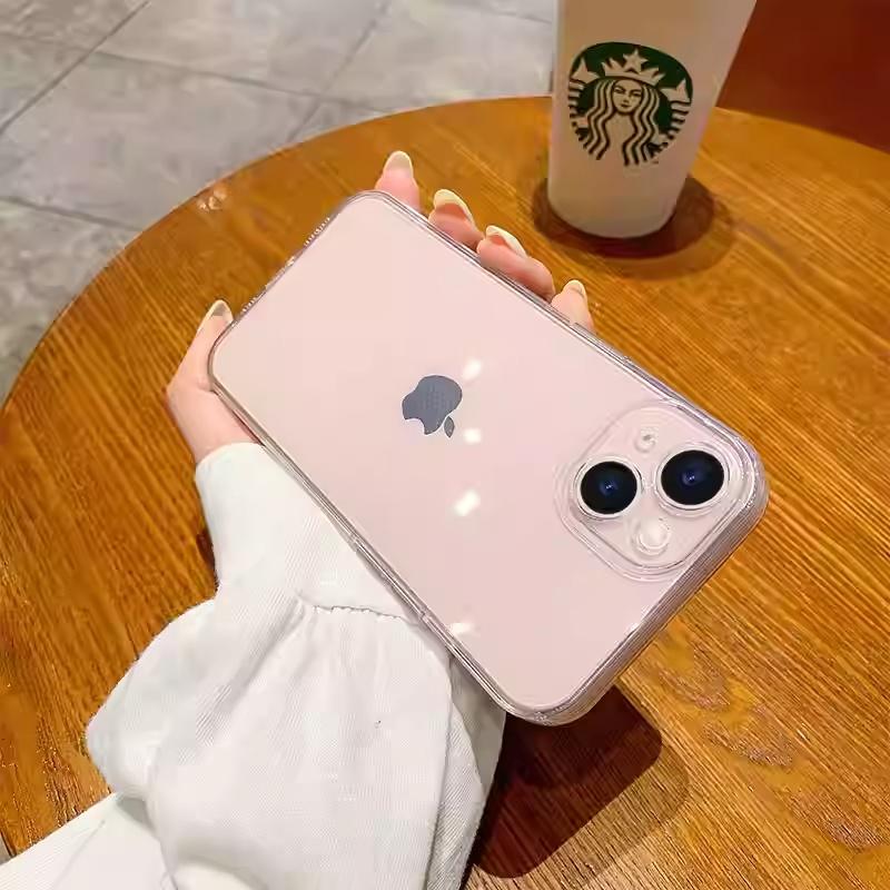 Ins Minimalist Transparent TPU Soft Silicone iPhone Case for All Models 13 14 15 16 17 Anti Drop Protection