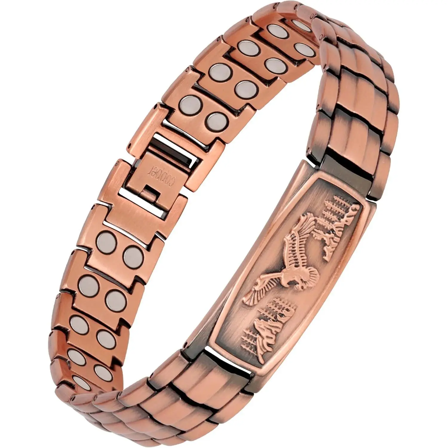Men's Copper Bracelet - Magnetic Bracelet 99.99% Pure Copper Jewelry Gift, Magnetic Therapy Jewelry with Eagle Pattern, Exquisite Holiday Gift for Friends, Relatives, Dad, or Brothers