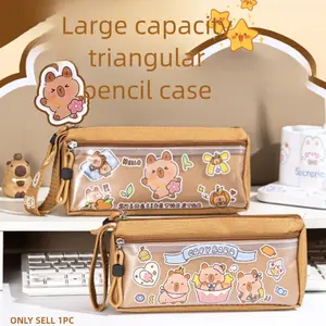 Large-capacity pencil case Capybara triangular stationery box for kindergarten and elementary school girls and boys, high-appearance cartoon pencil case