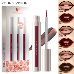 3 Pack Peel Off Lip Liner Liquid Set, Tapered Tip Easy Peel Off, Waterproof Long Lasting Smudge Proof, Multi Use For Lip Liner & Eyeliner