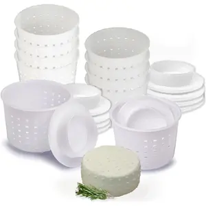 10 pcs Small Cheese Mold for Cheese Making with a Follower 1/3 QT - Cheddar Cheese Making Basket Kit - Homemade Cheese Making Supplies - Hard Cheese Form Molds - Moldes Para Queso Fresco Casero