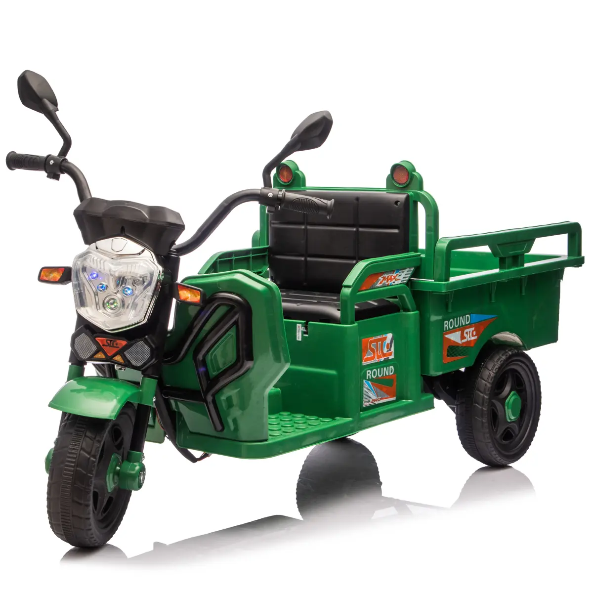 12V Kids Ride On Cargo Truck, 3-Wheel Electric Toddler Tricycle with Large Storage, Wide Seat, LED Lights, Music, and Anti-Slip Wheels, Rechargeable Battery, Outdoor Play, 12V Motor