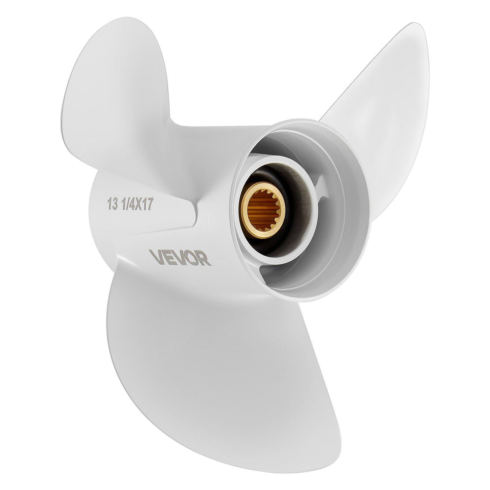VEVOR Outboard Propeller, Upgrade OEM 15 Spline Tooth Aluminum Outboard Boat Propeller Fit Yamaha Engines 50-130 HP, 4-1/4" Gearcase, 3-Blade, RH (Right Hand Rotation), OEM Parts No. 6E5-45945-01-EL.