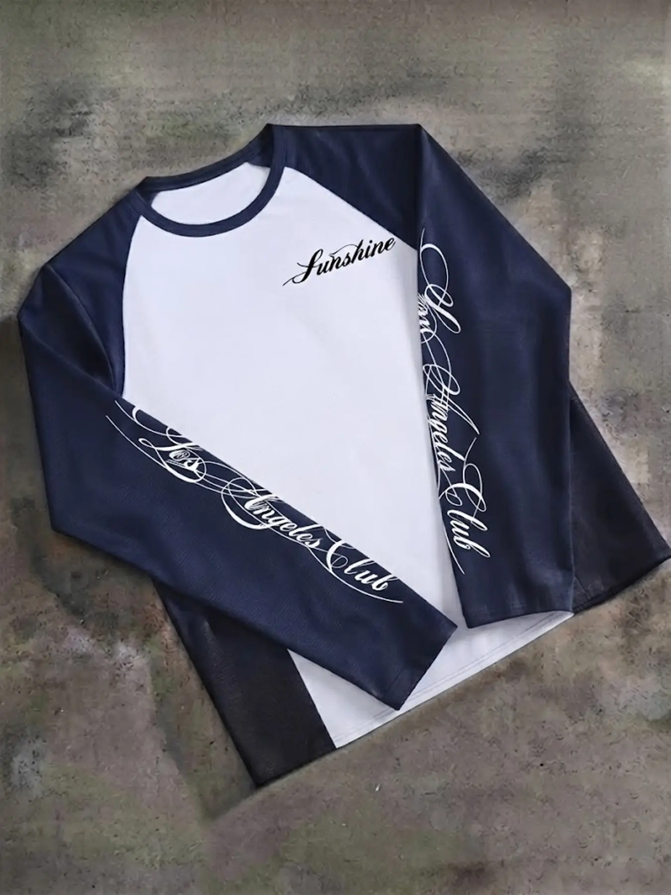 Men's Raglan Long Sleeve Tee With American LA Cursive Print, Color Block Waffle Knit Baseball T-Shirt, Y2K Streetwear Basic Top, Versatile For Commute, Workout & Daily Wear