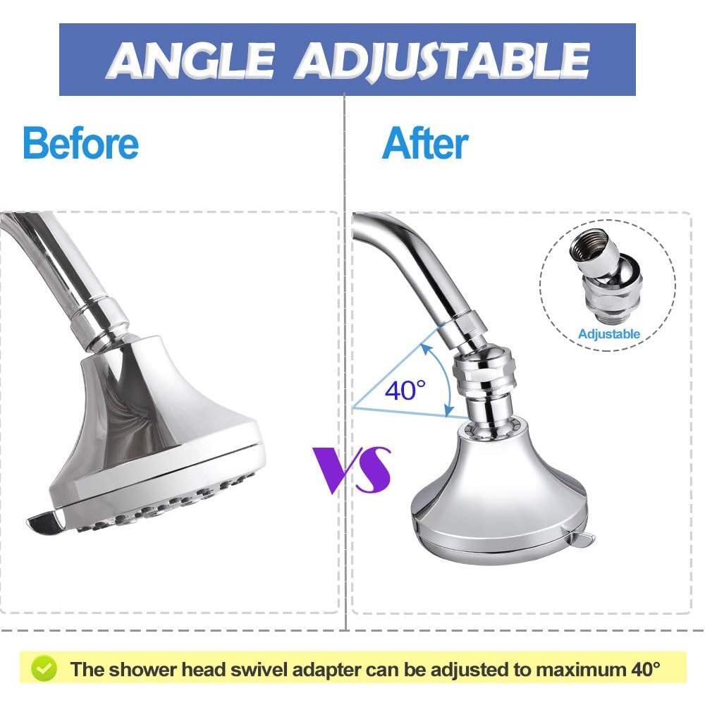 Shower  Swivel Ball Adapter Brass Adjustable Shower Arm Connector Universal Showering Component Shower Arm Extension, Polished Chrome