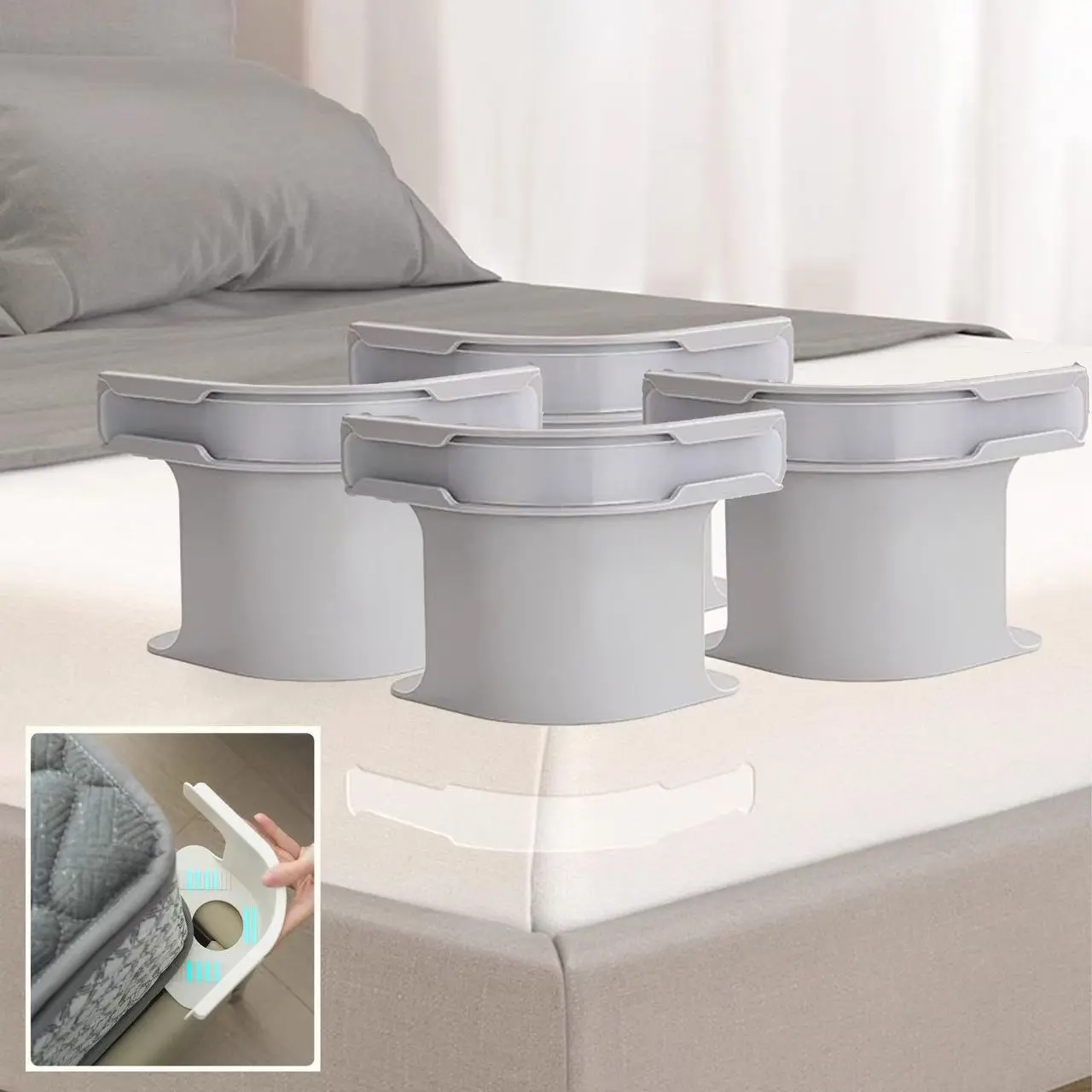4-Pack Bed Sheet Anti-Slip Fixing Gadgets - Invisible Lock-Style 4-Corner Fasteners for Securing Covers, Mattresses, Easy Installation, Adjustable Home Bedding Organizer, Great Gift Idea, Minimalist, Anti-Slipping