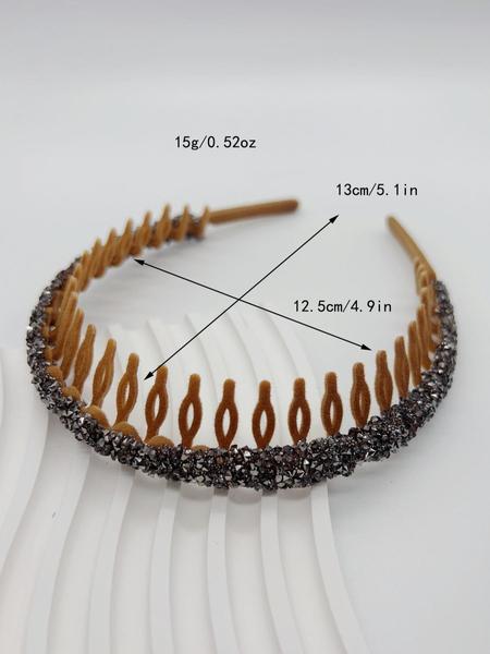 3pcs Flocked  Rhinestone Decorated Hair Hoop, Comb Design Anti Slip Headband, Casual Hair Accessories For Women & Girls, Bling Hair Headband