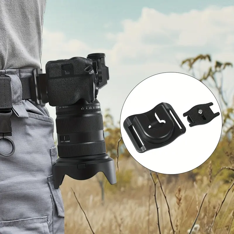 Camera Belt Clip, Quick Release Holster with Mounting Plate for DSLR and Mirrorless Cameras, Waist Holder for Hiking, Travel and Outdoor Photography