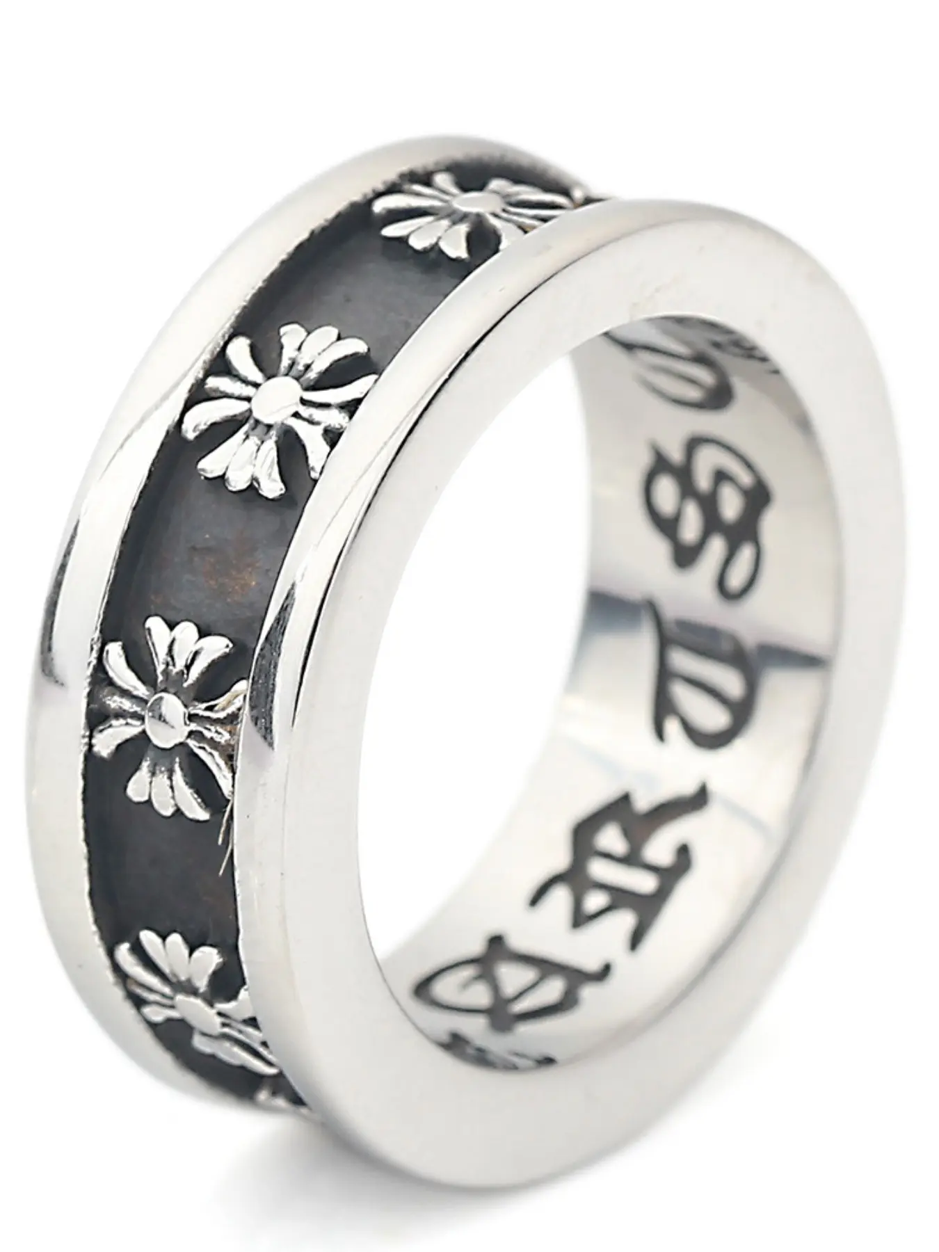 Trendy Vintage Cross Stainless Steel Ring, Dark Style Unique Fashion Jewelry, Retro Aged Design Finger Accessory, Hot Selling Personality Band, Dark Aesthetic Rings