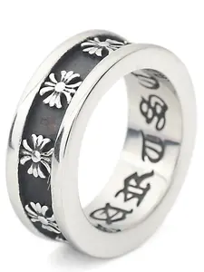 Trendy Vintage Cross Stainless Steel Ring, Dark Style Unique Fashion Jewelry, Retro Aged Design Finger Accessory, Hot Selling Personality Band