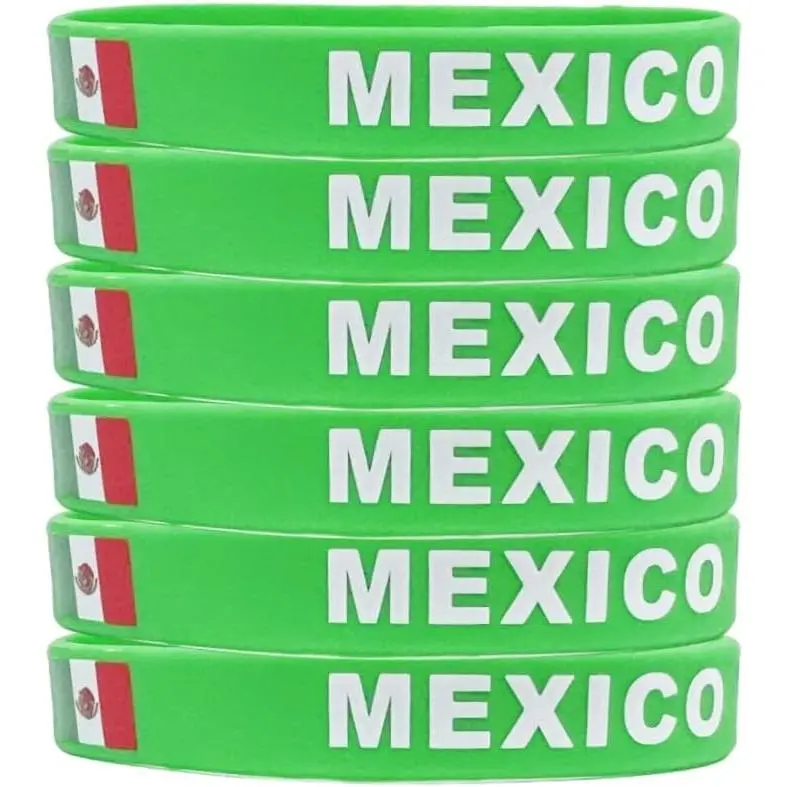 6 count Mexico Flag  Bracelets Set Mexican Immigrants Rubber Bracelets Immigration Protest Sign Bangles Support Immigrants Bracelet