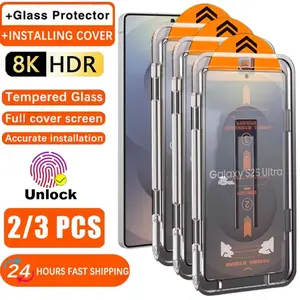 1-3PCS Oleophobic Coating Screen Protector For Samsung S26 Ultra S24 Plus S25 Ultra S25 Edge Fingerprint Unlock Tempered Glass
