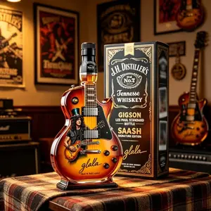 Guitar Shaped Glass Liquor Decanter, Unique Vintage Rock Style Borosilicate Glass Vessel for Wine Spirits