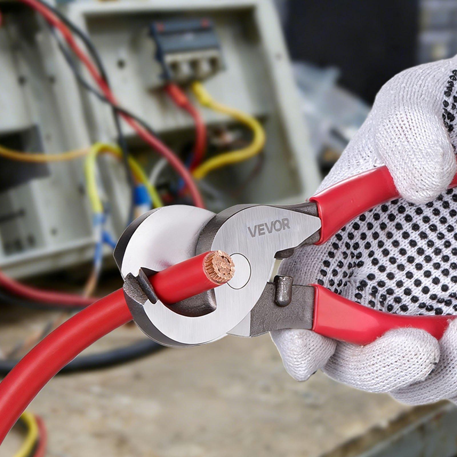 VEVOR High Leverage Cable Cutter, 9-1/4 in Compact, Forged Blades and PVC-Coated Handles, Heavy Duty Cable Cutting Pliers Tool for 4/0 AWG Aluminum, 2/0 AWG Soft Copper and 100-Pair 24AWG Comm Cables