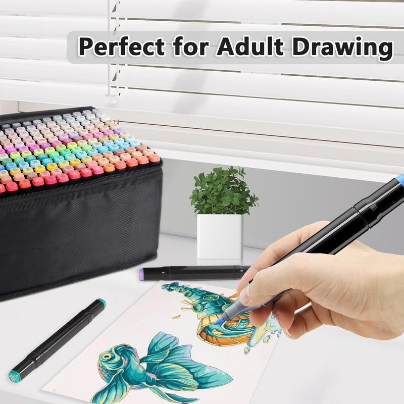 Dual Tip Art Marker Set, Marker Pen Set, 1 Set Art Marker Set for Drawing Coloring, Art Supplies for Books Sketching Card Making(12/24/36/48/60/80/168 Colors), Art Markers Set