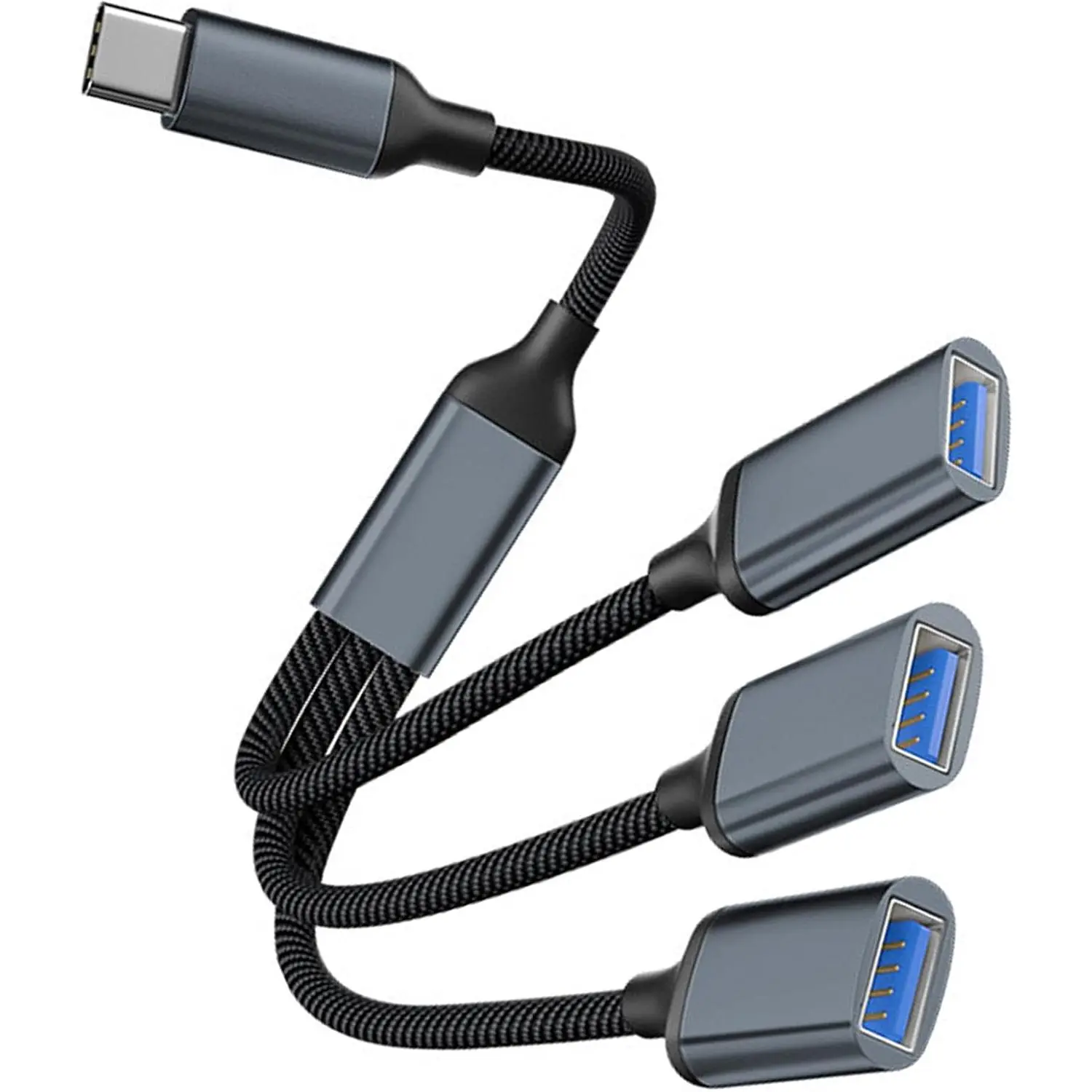 USB C Male to USB A Female Adapter,  USB 2 to USB C Adapter, USBC OTG  Adaptor,1 in 3 Out Y Splitter 1ft for Laptop/Phone/Tablet//iPhone17 Air 16 16e 15/MacBook/iPad/ S25