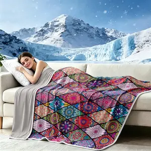 Printed Dual-Layer Cooling Blanket, Ultra Soft Breathable Lightweight Physical Cooling Summer Air Conditioning Blanket, Multi-Scene Use