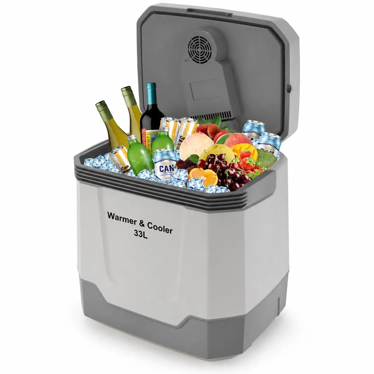 35 Qt (33 L) Electric Cooler & Warmer, Portable 12V Car Refrigerator with Automatic Locking Handle, 110V AC Home Power Cord for Vehicles & Trucks