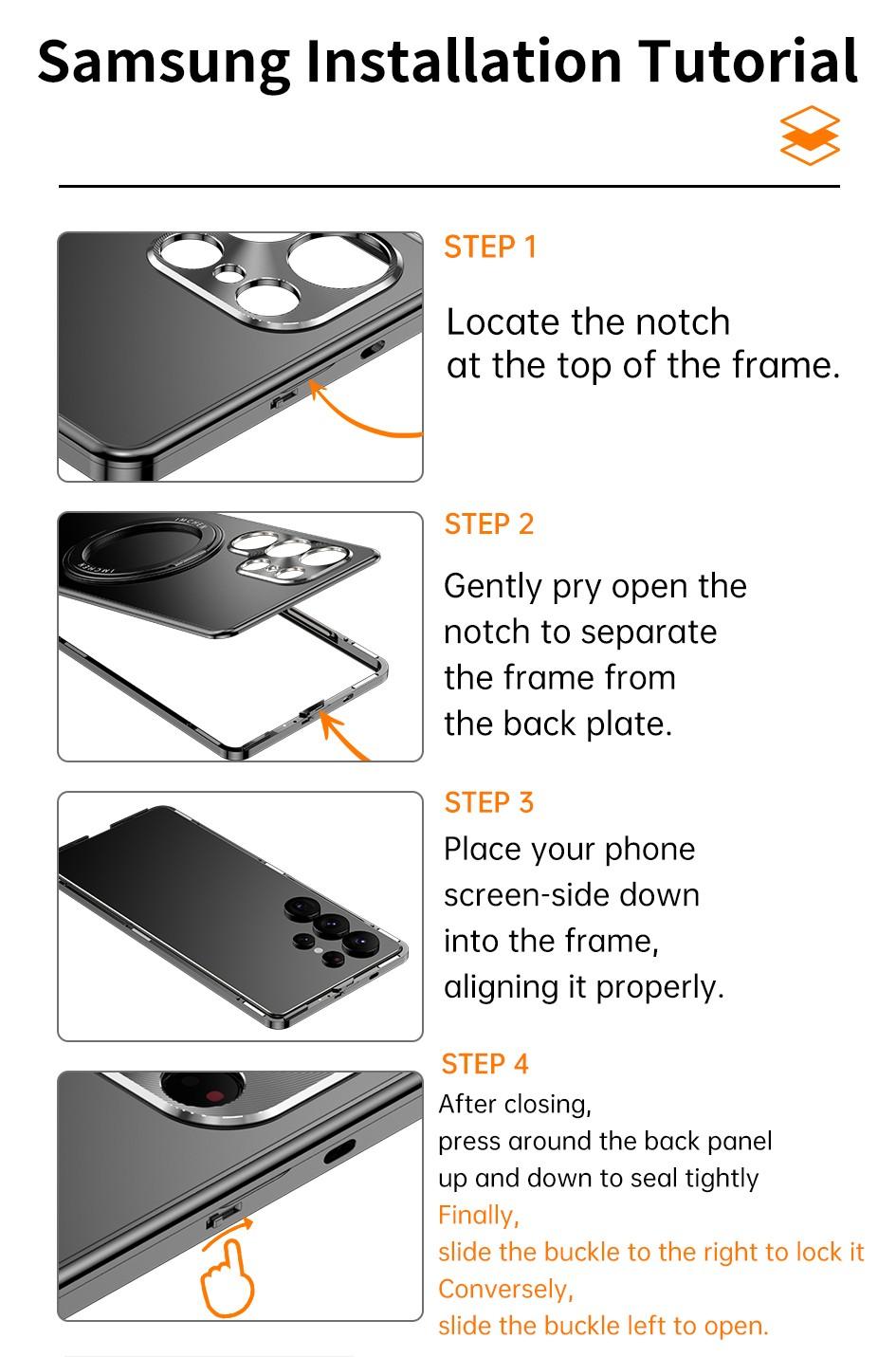 Suitable for Samsung Galaxy S25 Ultra Metal Frame Phone Case with Built-in 360-degree Rotating Stand Lens Metal Protection, PC Back Panel + Metal Frame for Galaxy S24Ultra Phone Case