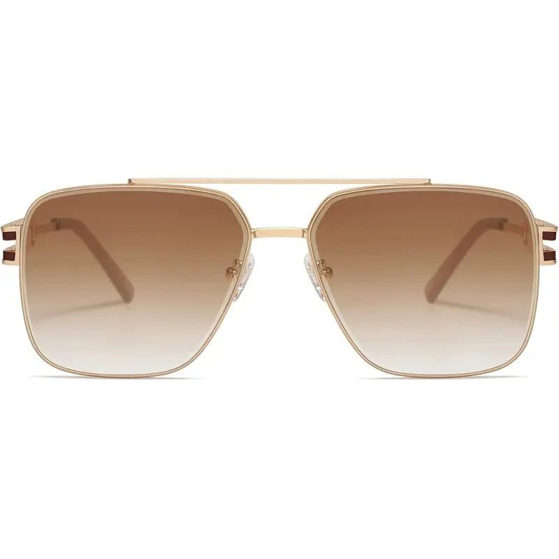 Retro Oversized Square Sunglasses for Women Men, Vintage Large Double Bridge Metal Frame Unisex Sunglasses