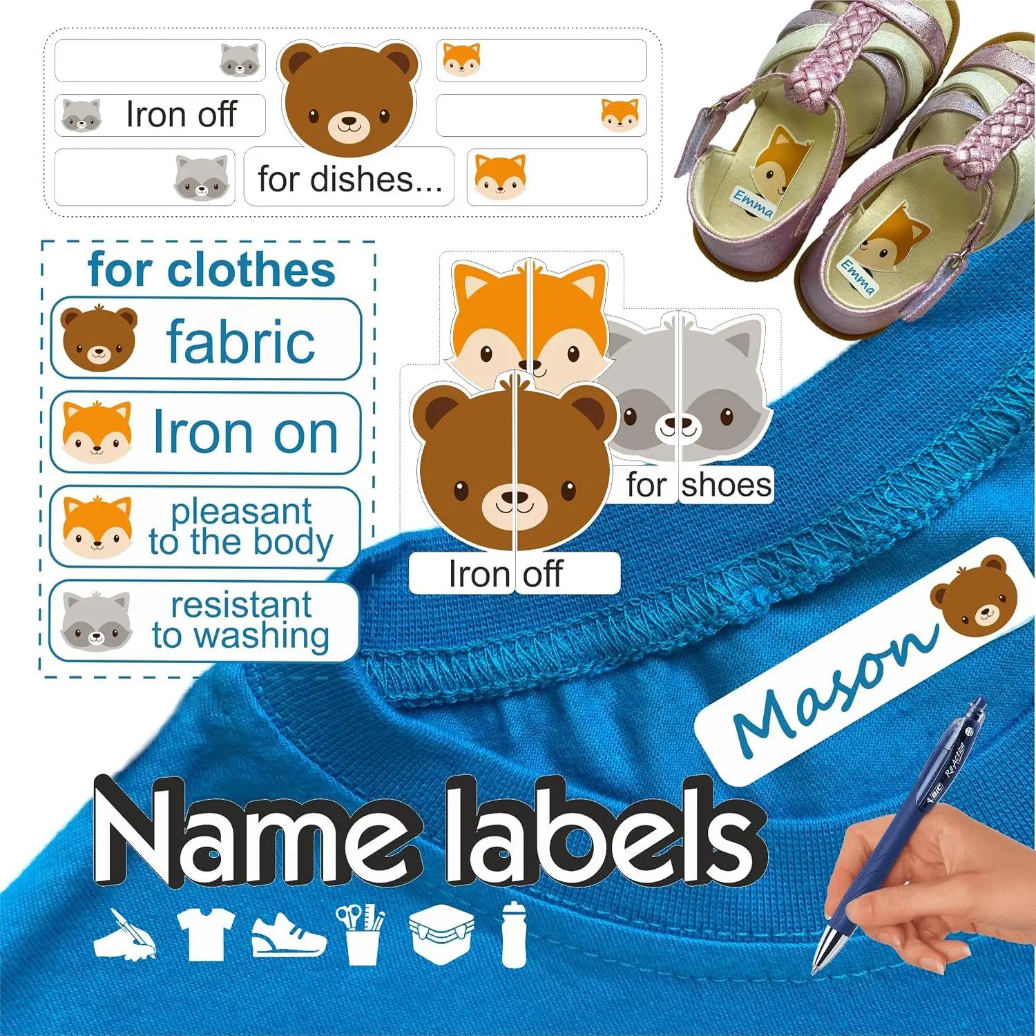 Fabric Labels For Clothes Washable,  Labels Tags Clothing   For Camp Name Tags, Personalized  Purpose  Labeling  Name Cloth For School Supplies   Stickers