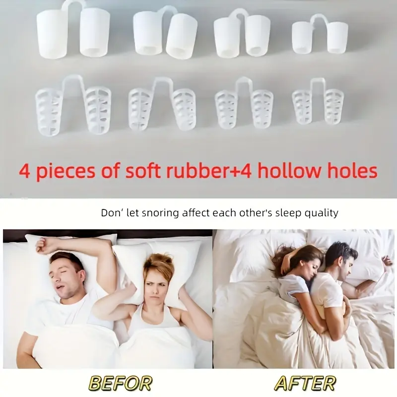 8 Pieces of 4-size Mini Sports Nose Clip Anti Snoring Device - Portable Nose Expander, Enhances Sleep Quality, Makes Breathing Easier, Battery Free Design, Perfect for Couples