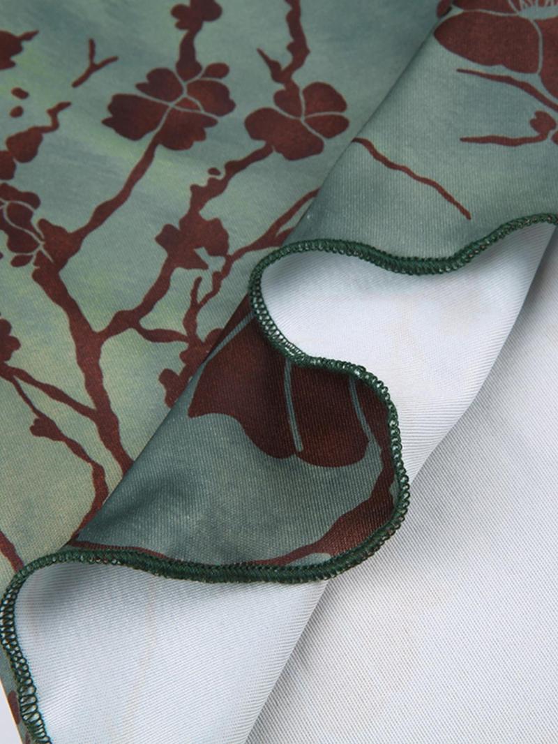 Women's Y2k Floral Print Lettuce Hem Skirt, Trendy Girls Skirt, Vintage Casual Midi Skirt for Lady, Comfort Womenswear Skirts, Skirts for Women, Women's Bottoms for Daily Streetwear, Street Fashion Skirt