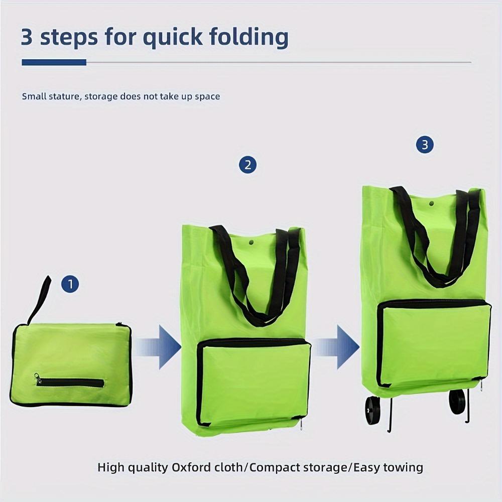Foldable Rolling Shopping Bag with Wheels, Large Capacity Reusable Trolley Tote, Lightweight Space-Saving for Groceries, Laundry & Travel
