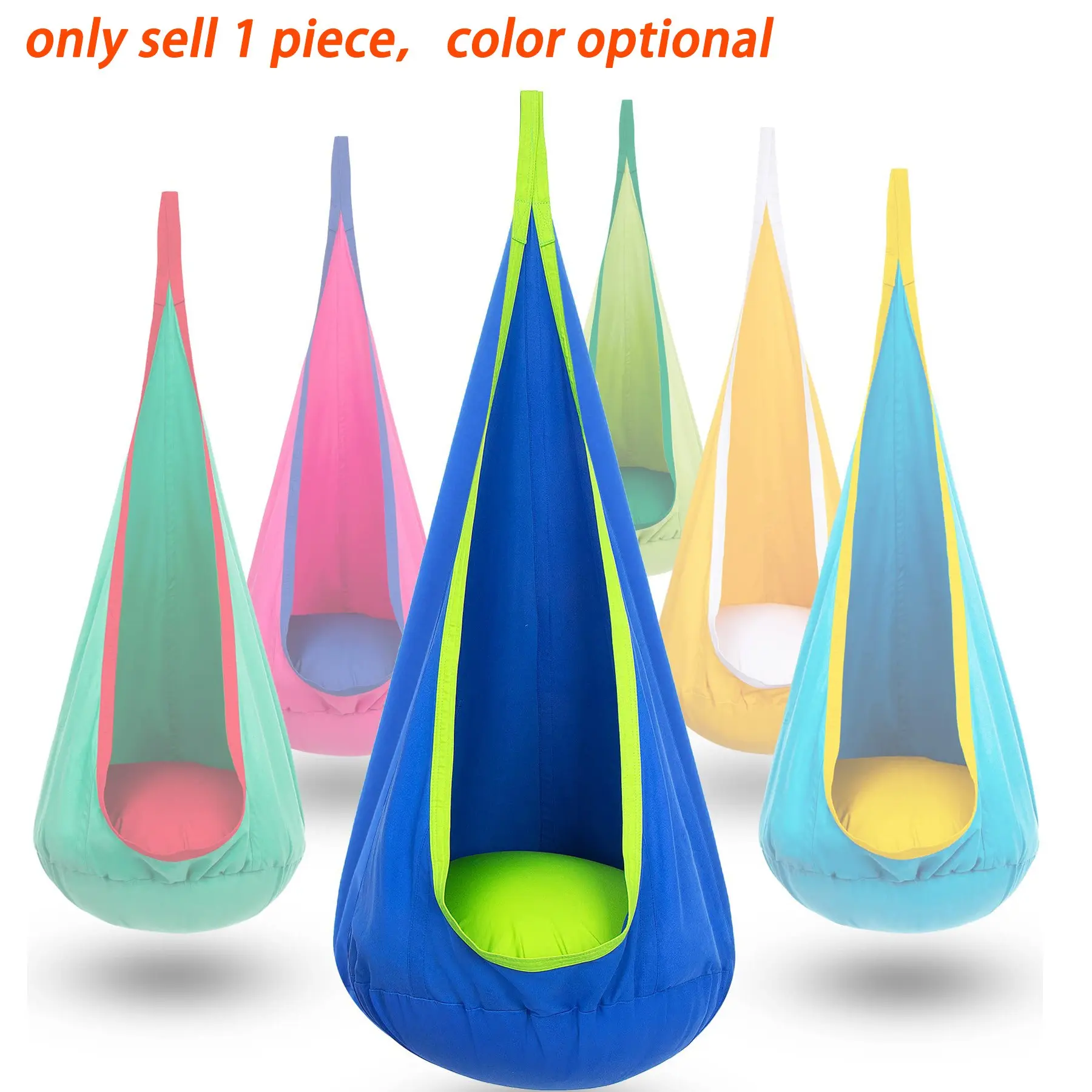 Pod Swing Seat with Inflatable Pillow, Hanging Hammock Swing with Pocket, Outdoor and Indoor Sensory Swing, Soft Hammock Seat, Patio Hanging Swing, Outdoor Swings