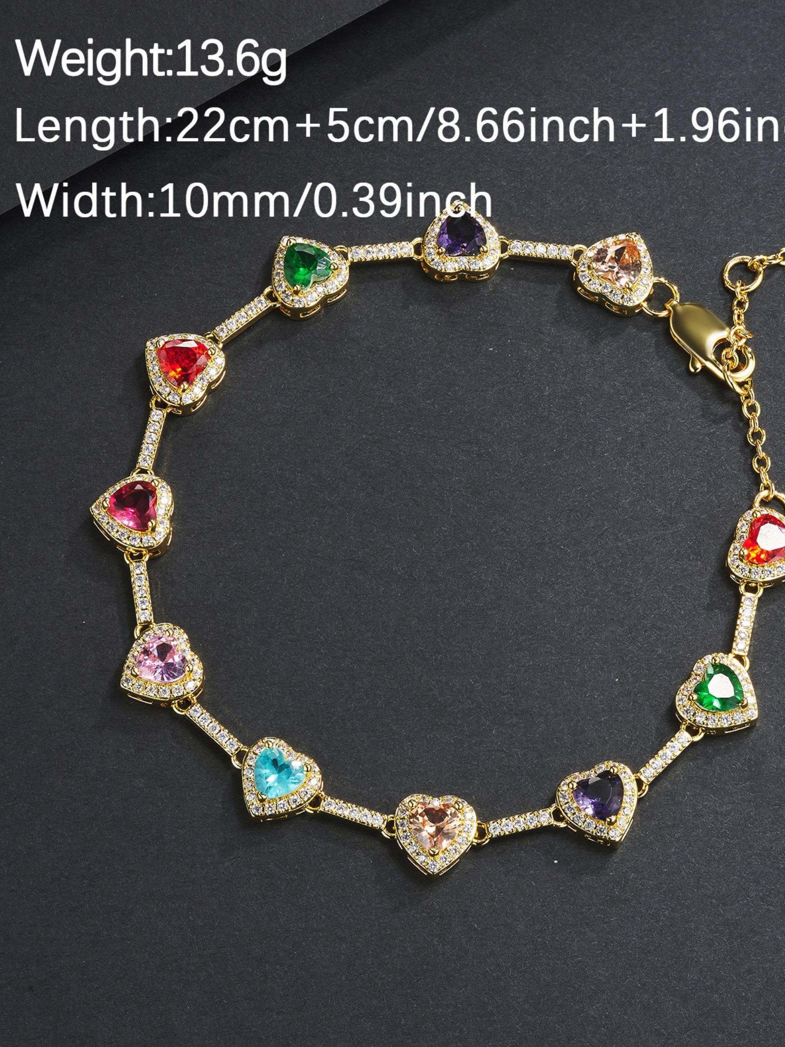 Colorful Heart Design Adjustable Anklet, Fashionable Jewelry for Women & Girls, Fashionable Jewellery Accessories, Trendy All-match & Exquisite Jewelry for Birthday Charms Gift, Jewelry Gifts