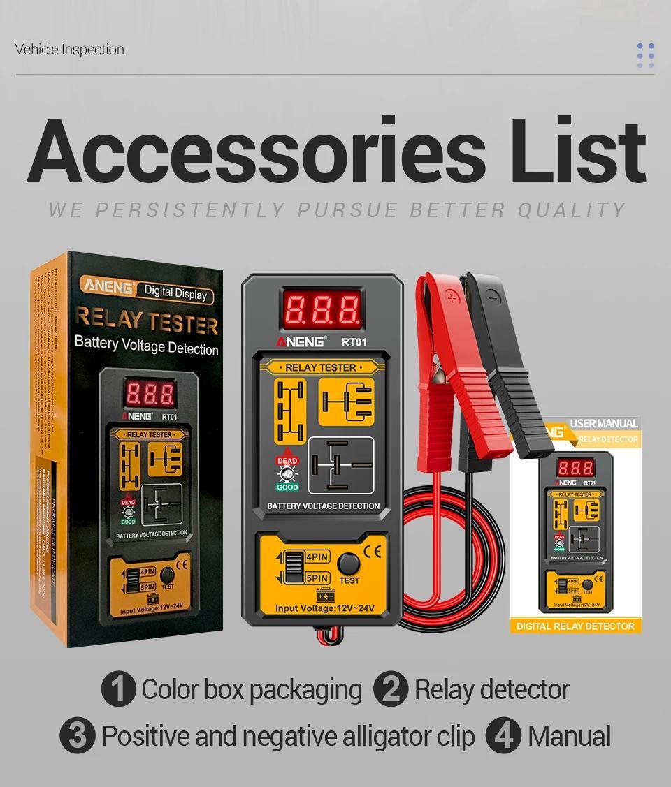 Relay Detector 11-25V ANENG RT01 Digital Universal 4/5 Pins Car Battery Vehicle Detection Digital Display Voltage Battery Tester