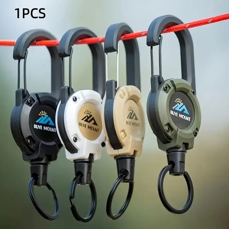 Outdoor Fishing Retractable Clip, Multi-Function Keychain, Camping Backpack Tool, Portable Stretch Rope, ID Holder, Badge Clip