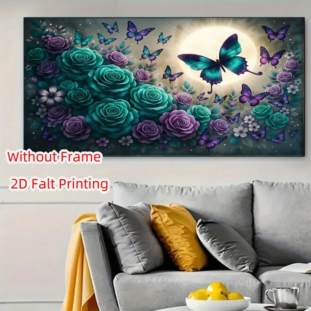 Large Rose Butterfly Diamond Painting Kit, Adult DIY 5D Art Set, Home Wall Decor, Full Round Diamonds, Beginner Friendly, Unframed