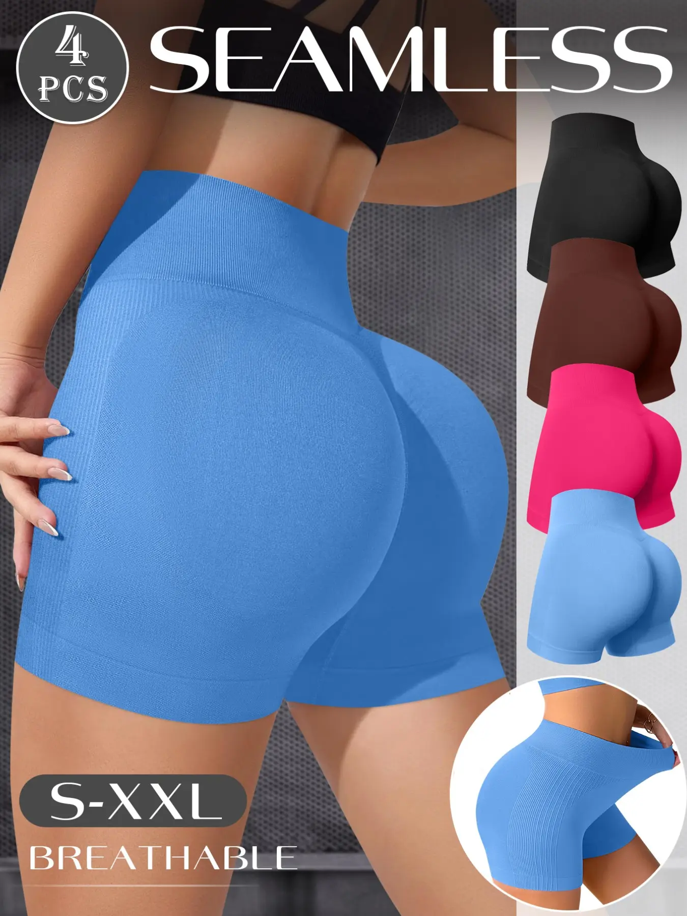 4-Pack Low-Waist Briefs, Sporty Seamless Ruched Butt-Lift Underwear, Ideal for Gym & Sports, Comfortable & Stylish Activewear