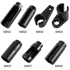 7pcs O2 Oxygen Sensor Socket Set 7/8", Oil Pressure Sending Unit Master Sensor Socket Tool Kit Universal Puller and Removal Tool