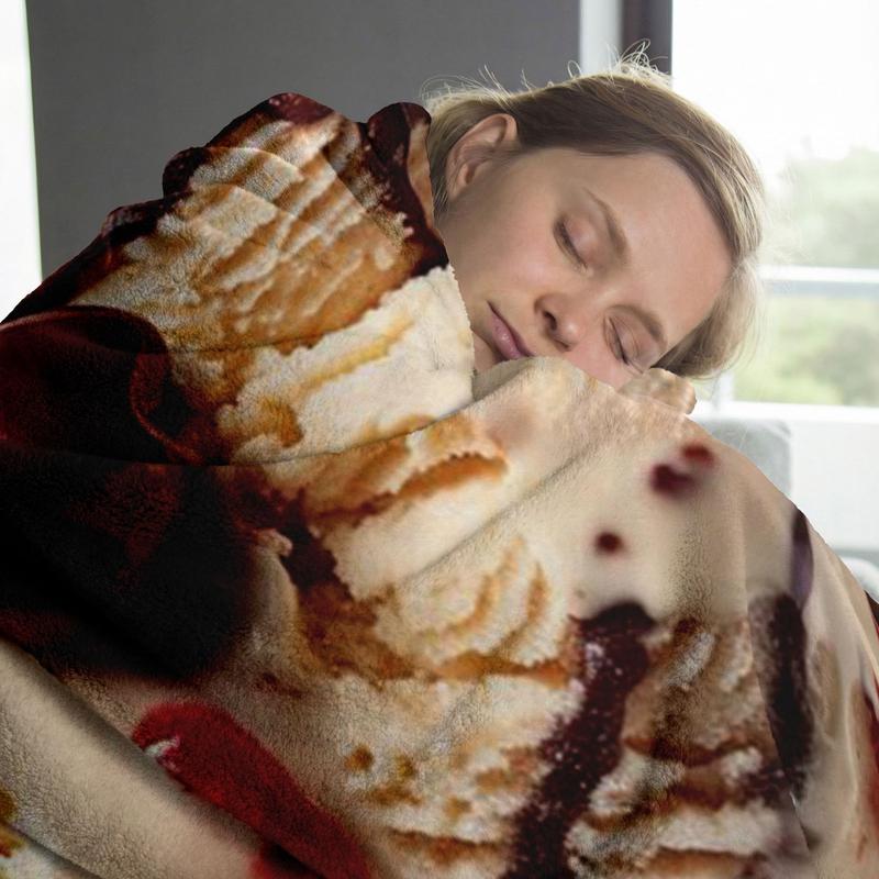 Delicious Ice Cream Print Blanket, Soft Plush Non-Shedding Warm Blanket, Home TV Watching, Camping Picnic, Office Nap All-In-One Use
