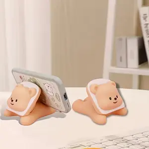Cute Bear Design Phone Stand Holder, Cartoon Butter Bear Mobile Accessory, Lazy Desk Organizer for Home Office Decor