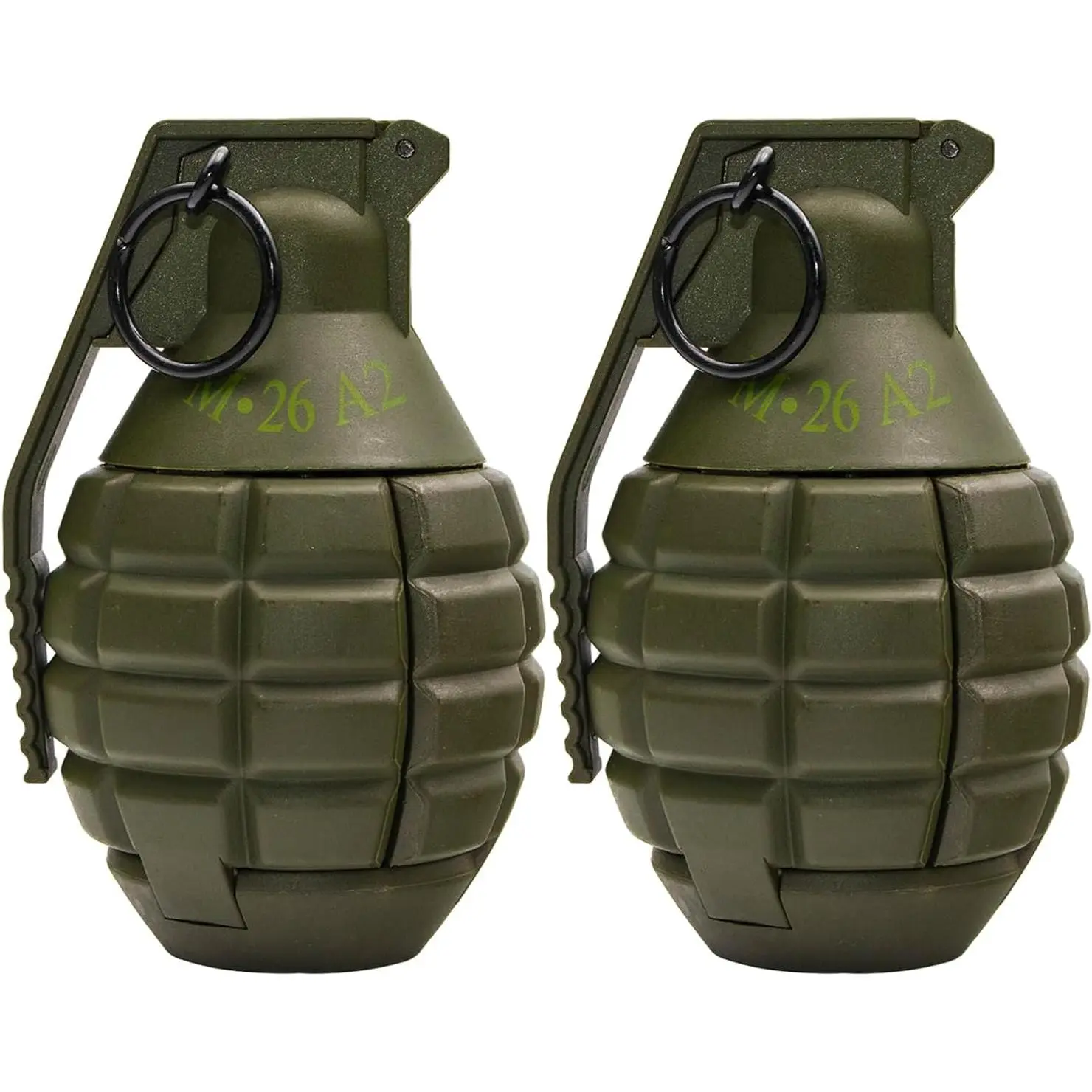M26A2 Airsoft Grenade Toys 2pcs - Tactical CS Battle Game Toy Hand Grenades With Pull Ring for Age 14+ - Plastic Role Play Model Prop