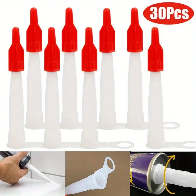 10/30pcsPP spare silicone hose nozzle cover reusable sealant tube spare red nozzle screw cover silicone caulking tube.