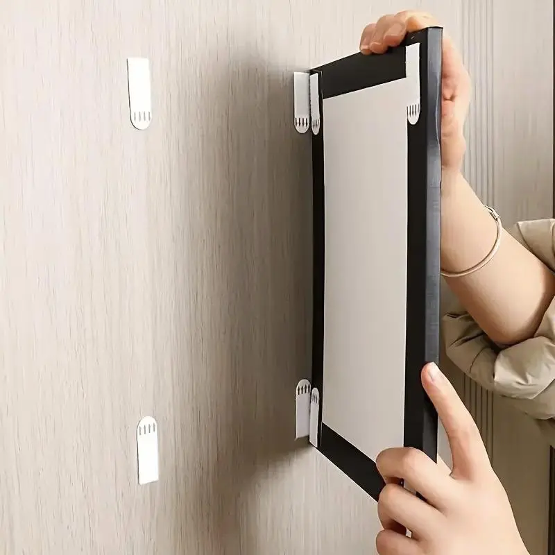 24pcs Double-Sided Removable Picture Hanging Clips, Non-Damaging Adhesive Rings for Drywall - Ideal Photo and Christmas Decorations