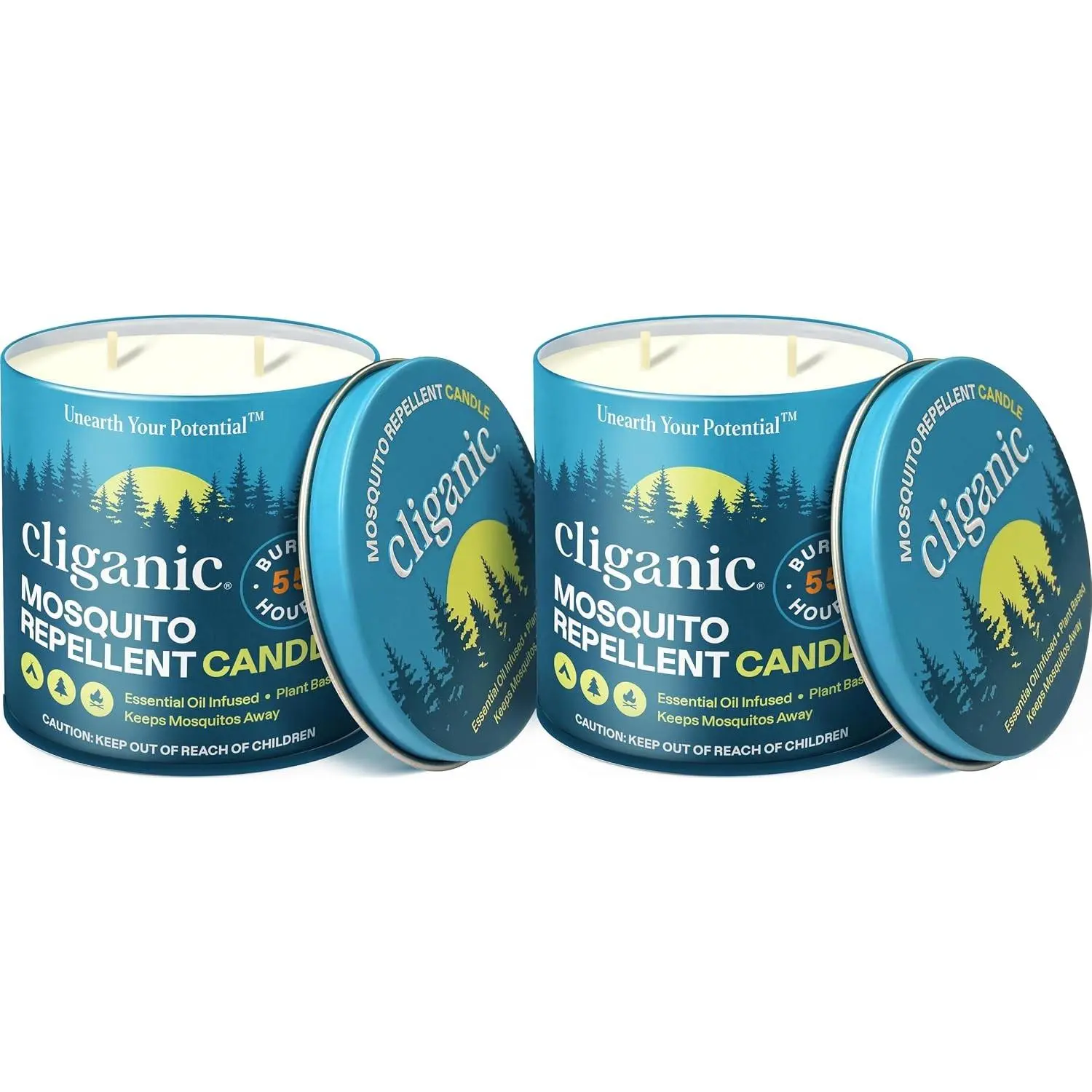 Natural Mosquito Repellent Candle (Large 16oz, Pack of 2) | Citronella, DEET Free, Essential Oil Infused for Outdoor, Camping | Burns 55 HoursGift