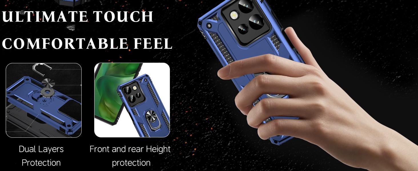 for Moto G Power 2025 Case: Moto G Play 2025 Case with Screen Protector - Military Grade Protective Cases with Finger Ring Holder Kickstand for Moto G Play/Power 2025(Blue)